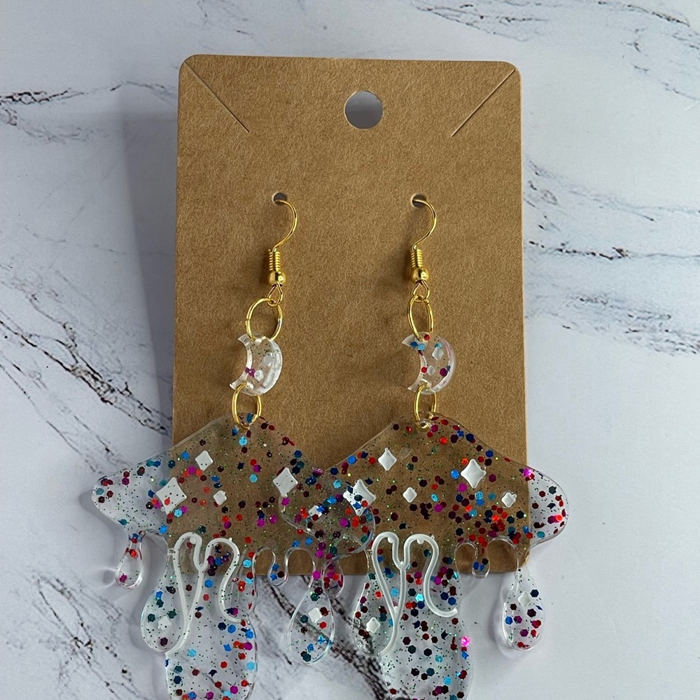 Handmade Resin Earrings | Sparkly Mushroom Earrings